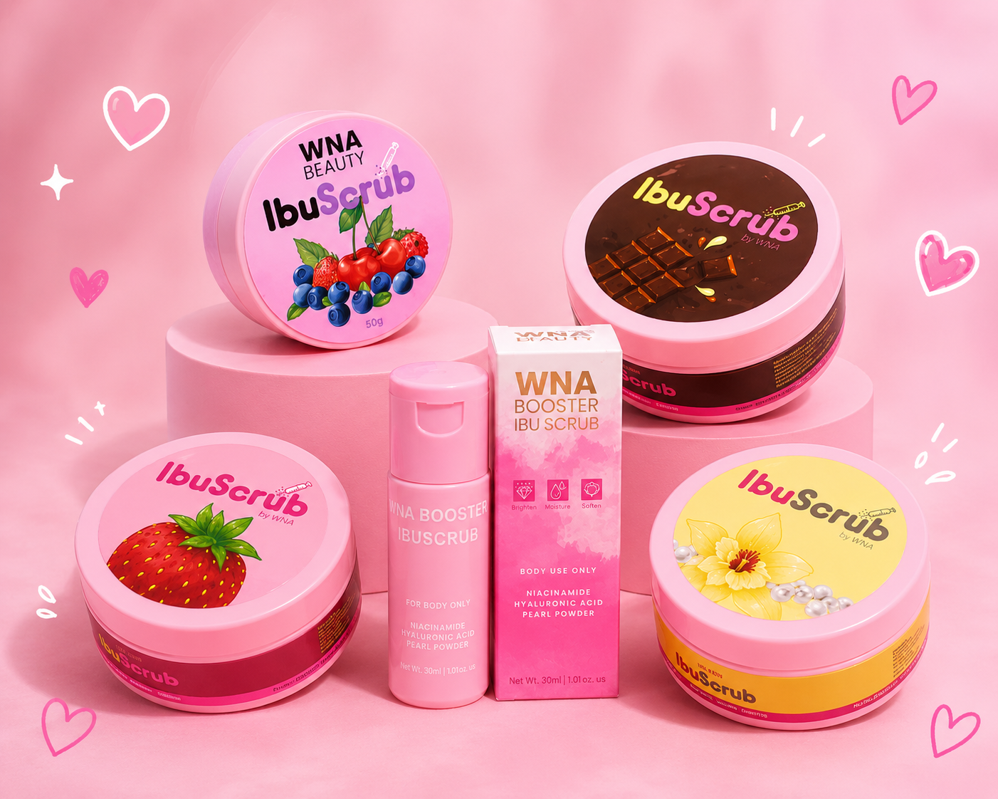 Combo Ibu Scrub & Booster Scrub (Wna Best Selling Exfoliating Set)